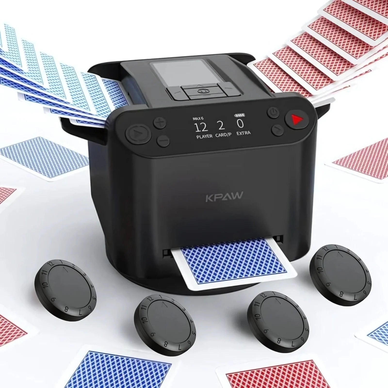 Automatic Card Shuffler & Dealer With 4 Card Drawing Remotes